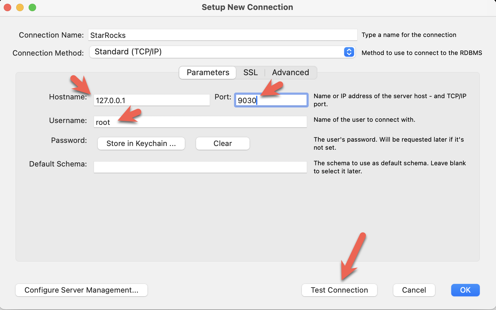 Connection settings