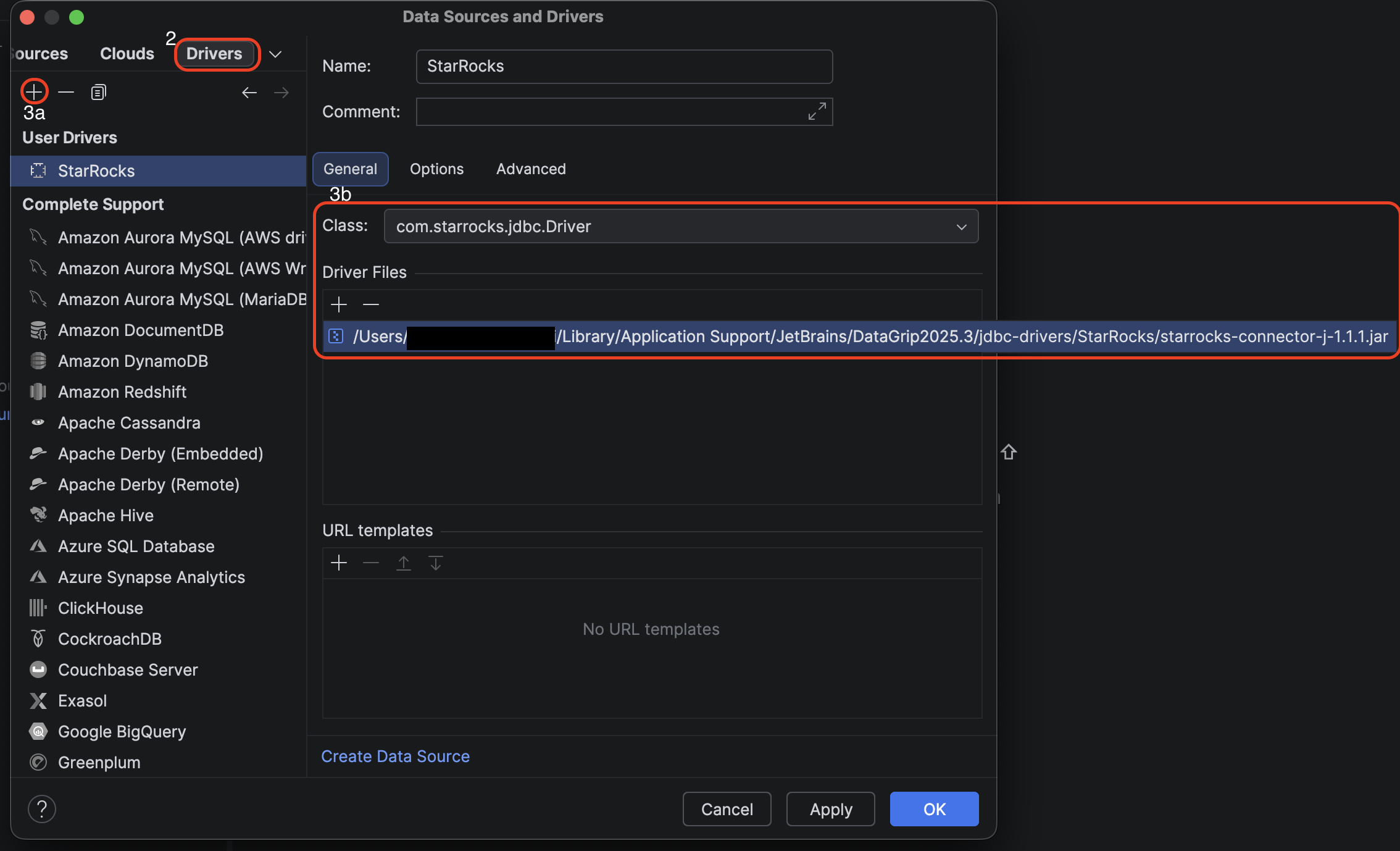 DataGrip - StarRocksドライバー構成